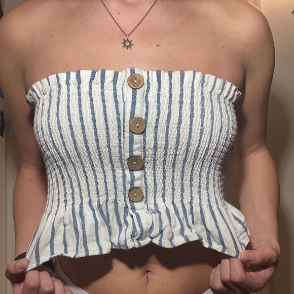 White and Blue Tube Top - Picture 2 of 3